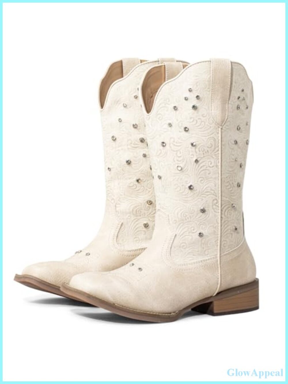 Extra Wide Calf Cowboy Boots Square Toe Faux Leather Western Women